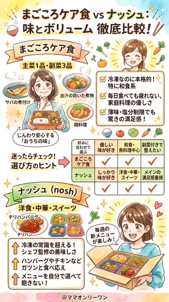 まごころケア食とナッシュ　多くの人の声でわかった「味とボリューム」の比較