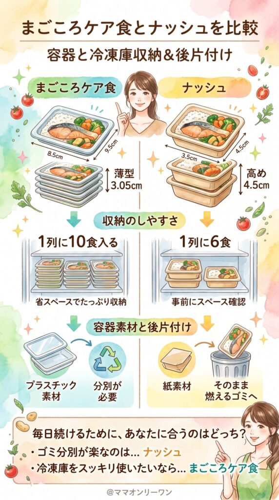 容器サイズ・冷凍庫への収納を比べてみた