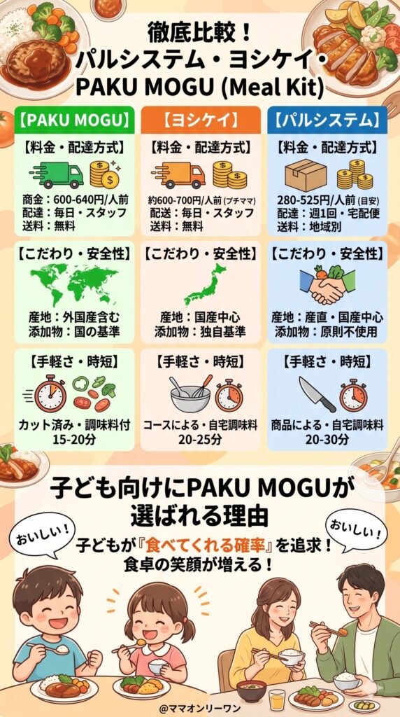 パルシステム・ヨシケイとPAKU MOGUを比較してわかること