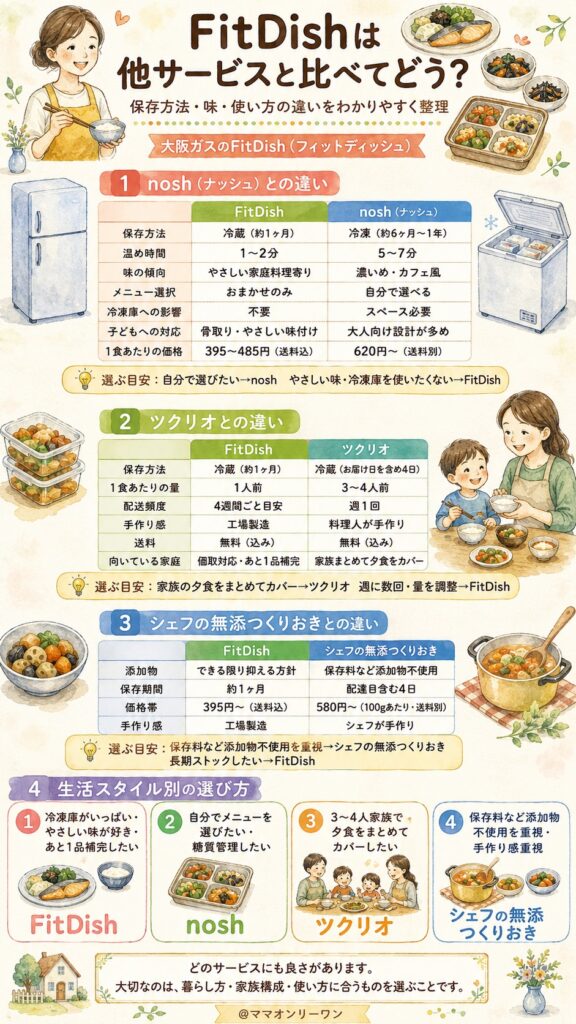 大阪ガスのFitDish(フィットディッシュ) 他サービスと比較——FitDishはどんな立ち位置か