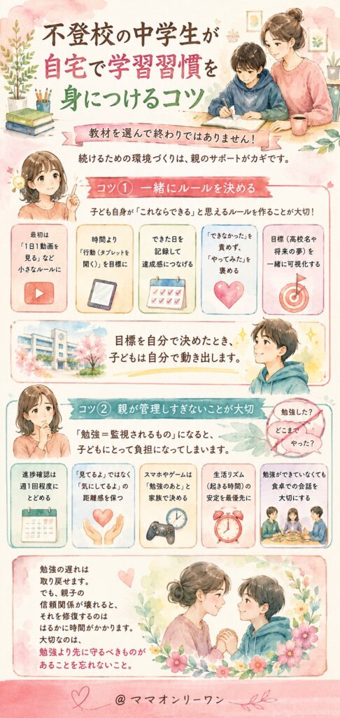 不登校の中学生が自宅で学習習慣を身につけるコツ