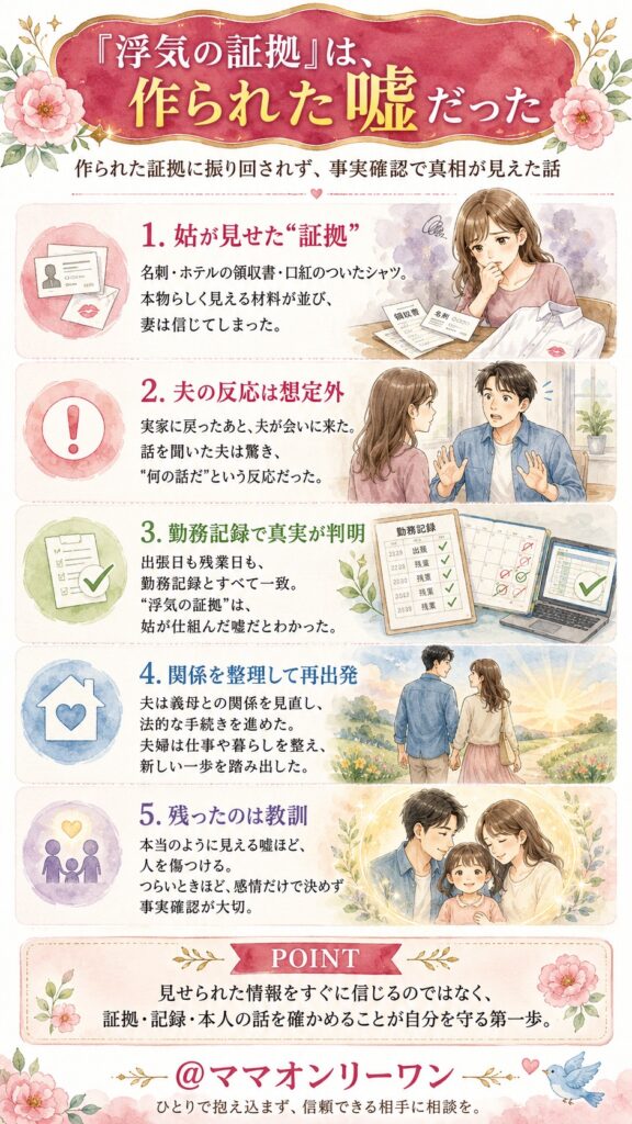 姑が仕組んだ「夫の浮気証拠」が全部嘘だったとわかった日