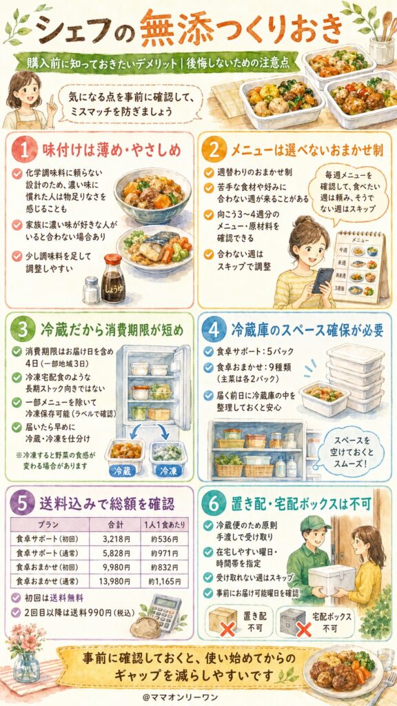 シェフの無添つくりおき 購入前に知っておきたいデメリット|後悔しないための注意点