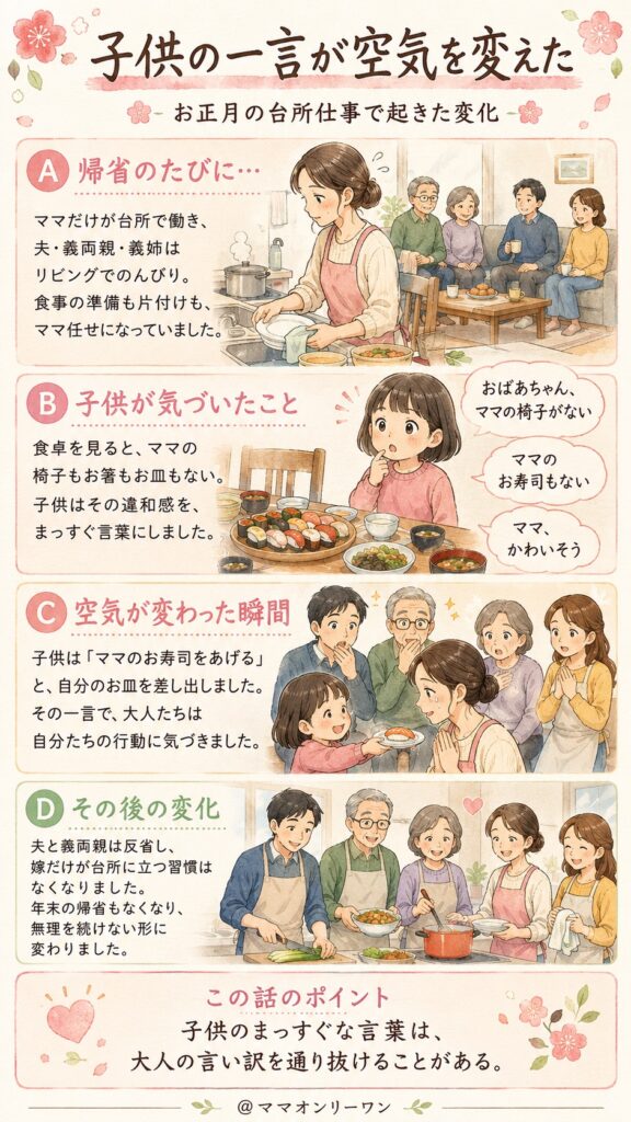 お正月の台所仕事で、子供の一言が空気を変えた
