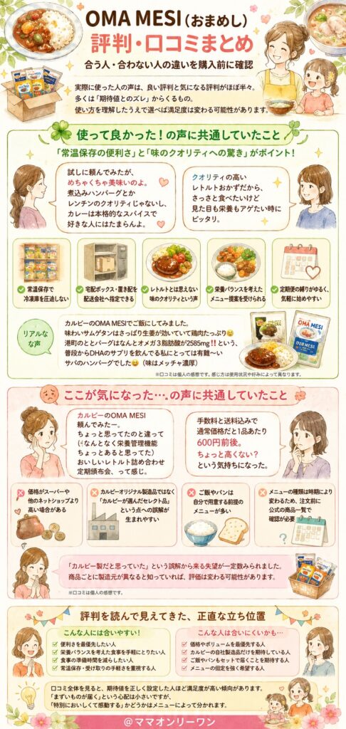 OMA MESI(おまめし) 使った人の声:良い評判・気になる評判をまとめると