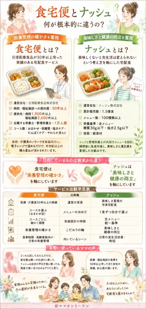 食宅便とナッシュ、何が根本的に違うの？