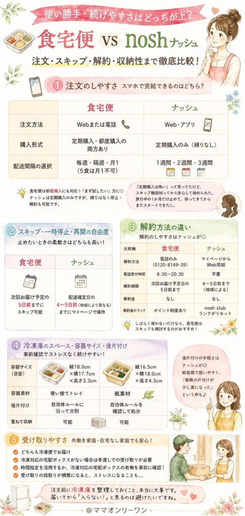 食宅便とナッシュ 使い勝手・続けやすさはどっちが上？