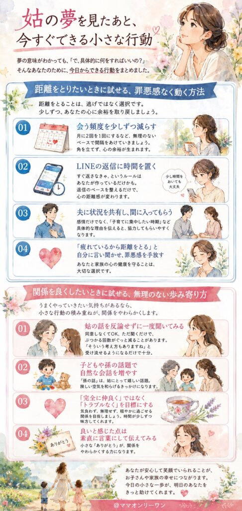 姑の夢を見たあと、今すぐできる小さな行動