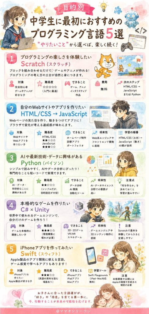 【目的別】中学生に最初におすすめのプログラミング言語5選