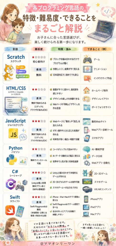 各プログラミング言語の特徴・難易度・できることをまるごと解説