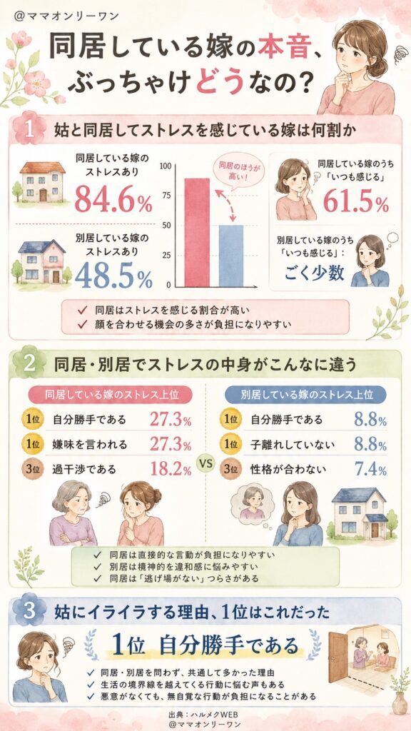 同居している嫁の本音、ぶっちゃけどうなの?