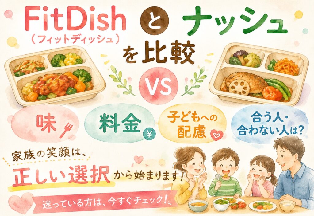 FitDish (フィットディッシュ)とナッシュを比較｜味・料金・子どもへの配慮まで合う人・合わない人は？