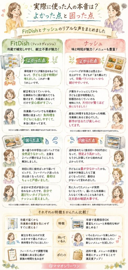 FitDish (フィットディッシュ)とナッシュ実際に使った人の本音は？よかった点と困った点