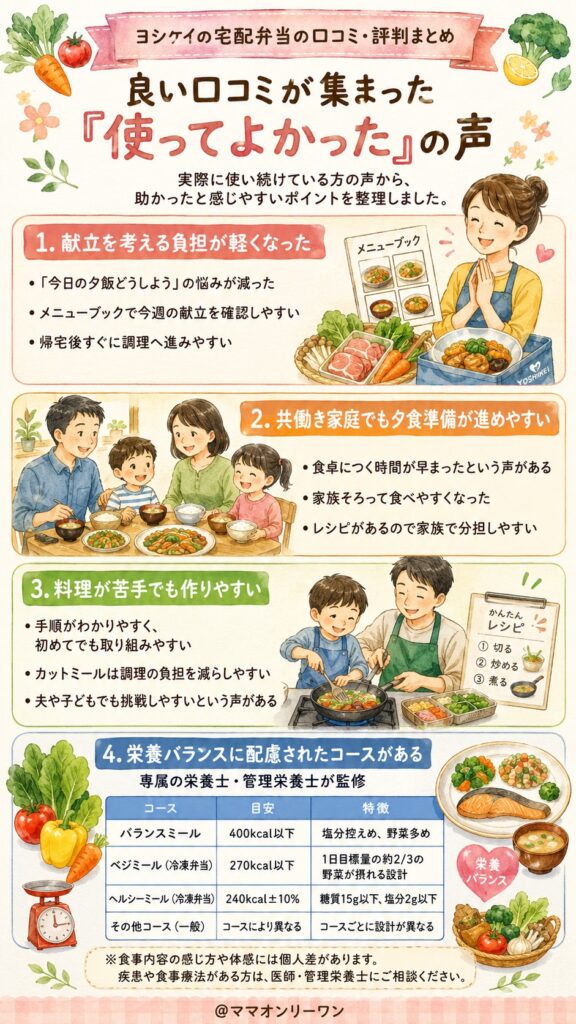 ヨシケイ 良い口コミが集まった「使ってよかった」の声