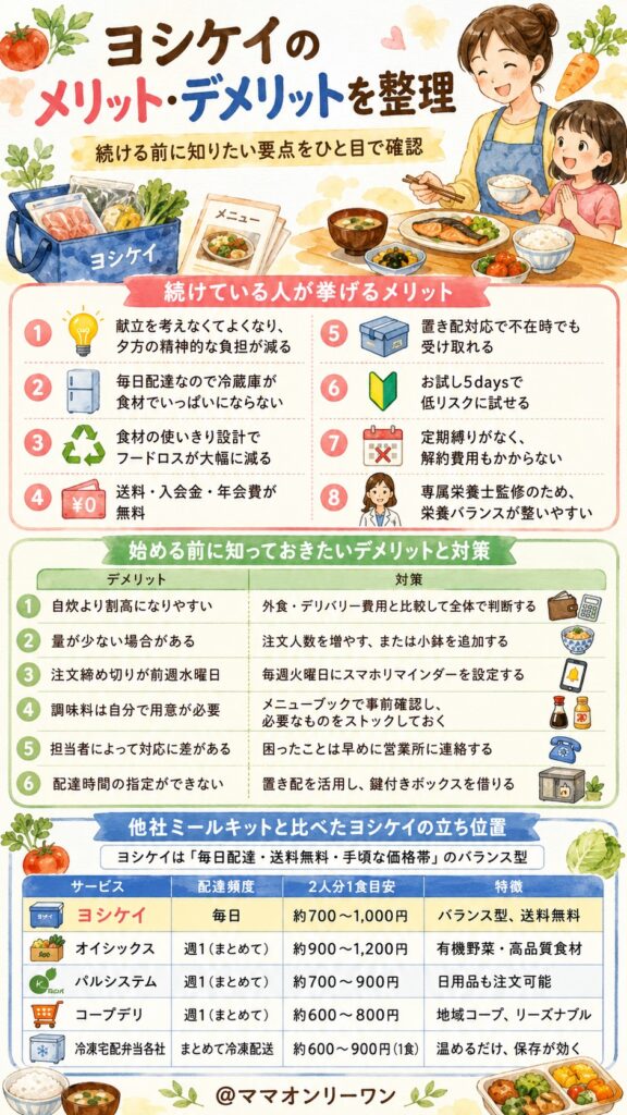 ヨシケイ メリットとデメリットを一気に整理する