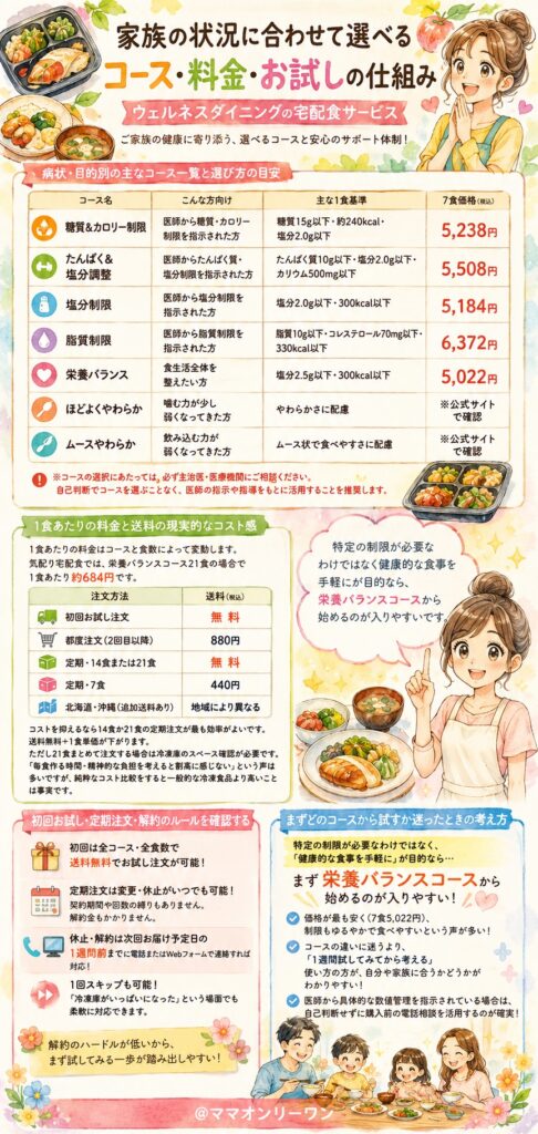 ウェルネスダイニング 家族の状況に合わせて選べるコース・料金・お試しの仕組み