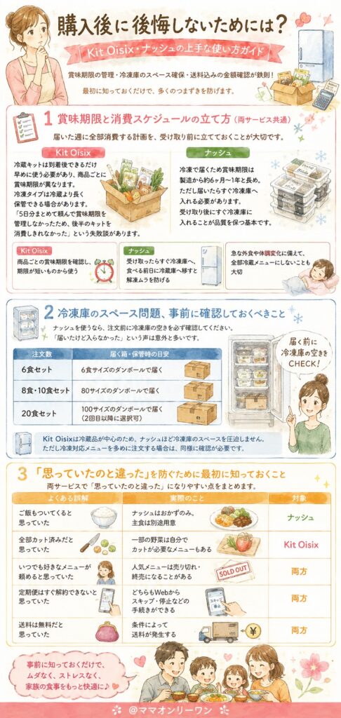 ナッシュとKit Oisix 購入後に後悔しないためには？