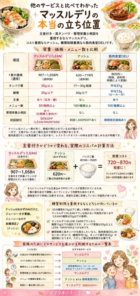 マッスルデリ 他のサービスと比べてわかったマッスルデリの本当の立ち位置