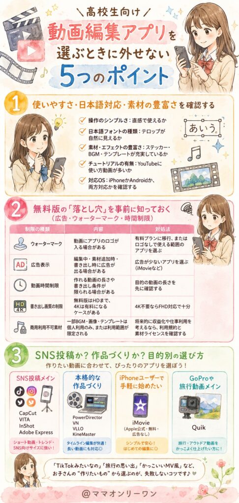 高校生向け動画編集アプリを選ぶときに外せない5つのポイント
