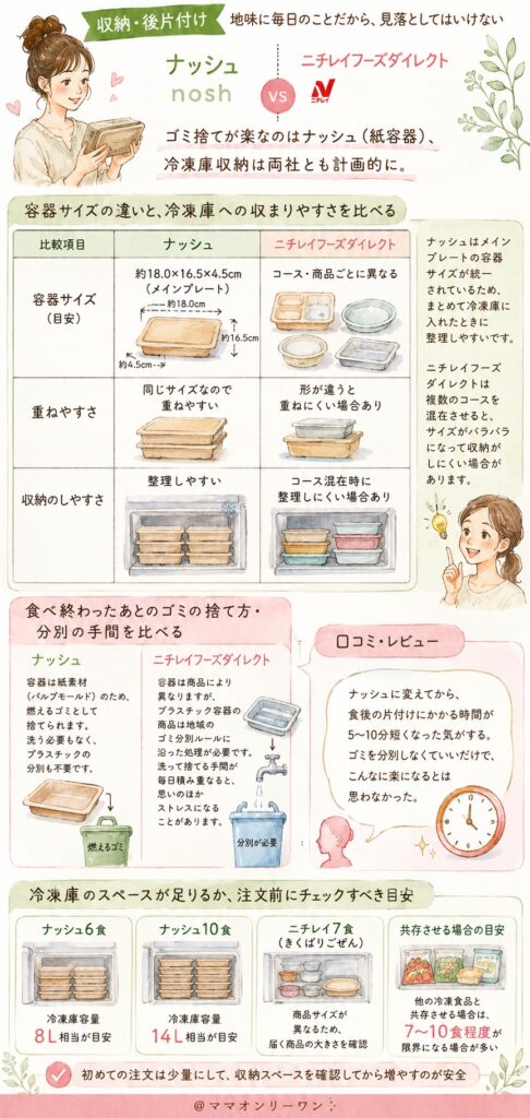 ナッシュとニチレイフーズダイレクト【収納・後片付け】地味に毎日のことだから、見落としてはいけない