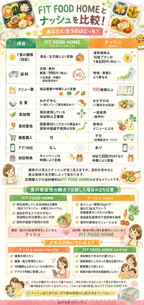 FIT FOOD HOMEとナッシュを比較する