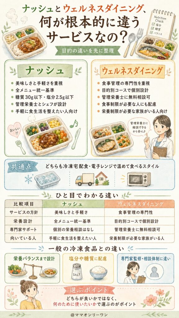 ナッシュとウェルネスダイニング、何が根本的に違うサービスなの?