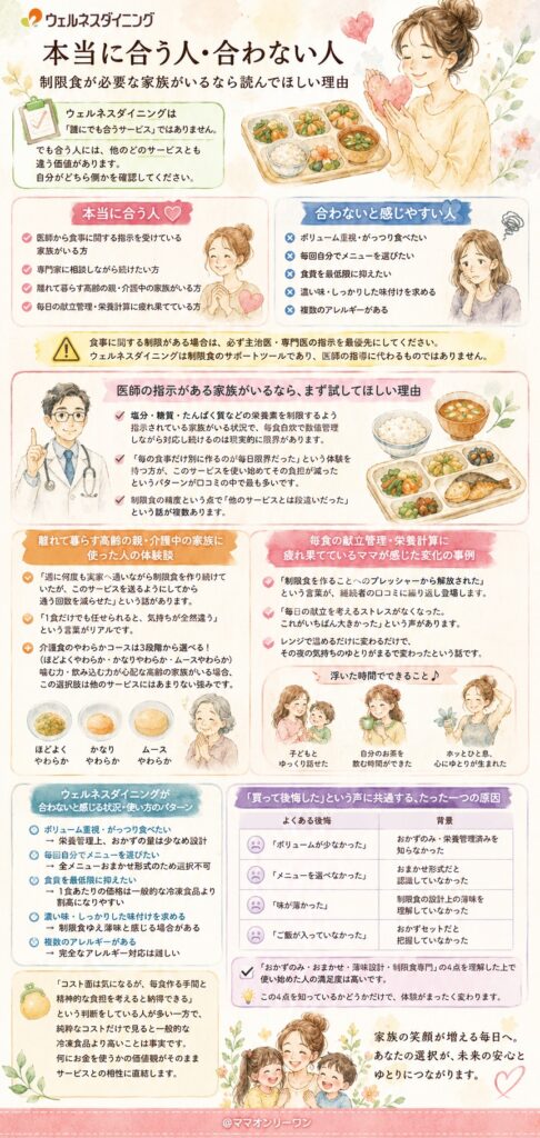 ウェルネスダイニングが本当に合う人・合わない人、制限食が必要な家族がいるなら読んでほしい理由は?