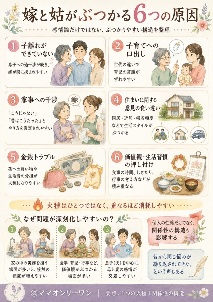 嫁と姑がぶつかる6つの原因