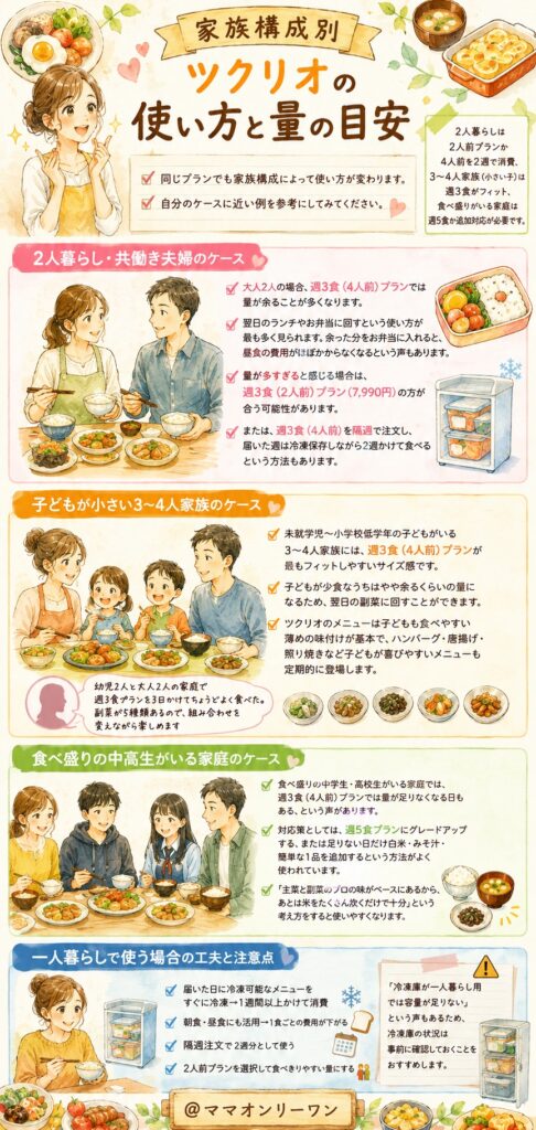 家族構成別・ツクリオの使い方と量の目安