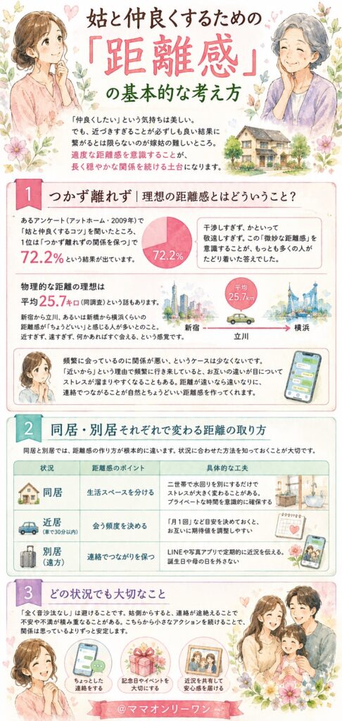 姑と仲良くするための「距離感」の基本的な考え方
