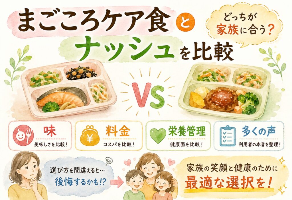 まごころケア食とナッシュを比較｜味・料金・栄養管理まで多くの声からわかりやすく整理