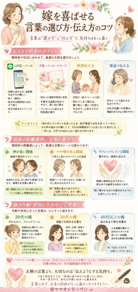 嫁を喜ばせる言葉の選び方・伝え方のコツ