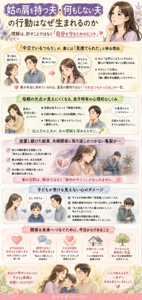 「姑の肩を持つ夫」「何もしない夫」の行動はなぜ生まれるのか