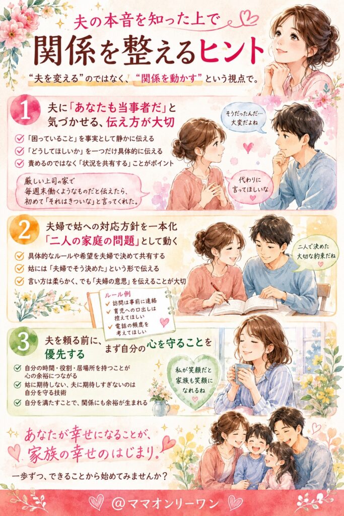 夫の本音を知った上で関係を整えるヒント