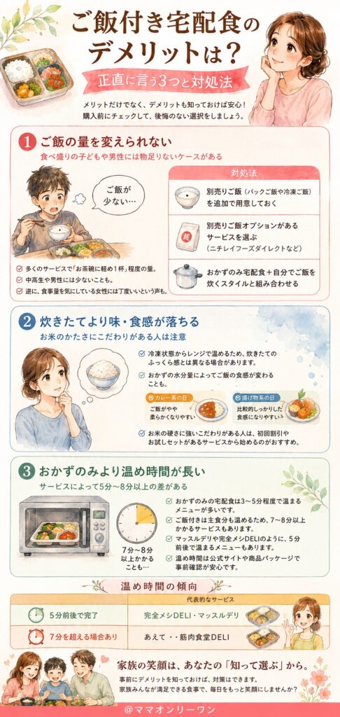 ご飯付き宅配食のデメリットは？【正直に言う3つと対処法】