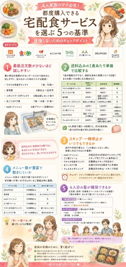 都度購入できる宅配食サービスを選ぶ基準は？