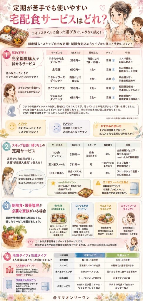 定期が苦手でも使いやすい宅配食サービスはどれ？