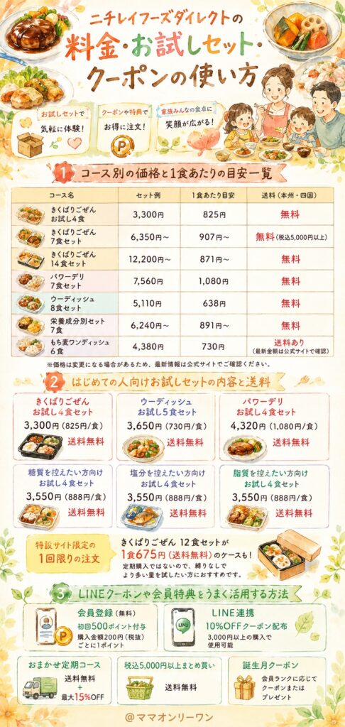 ニチレイフーズダイレクト 料金・お試しセット・クーポンの使い方