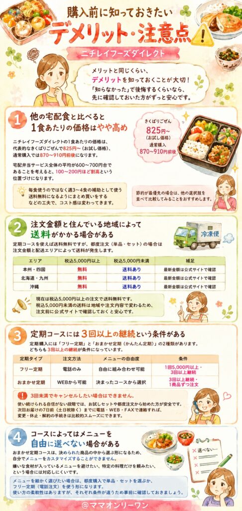 ニチレイフーズダイレクト 購入前に知っておきたいデメリット・注意点