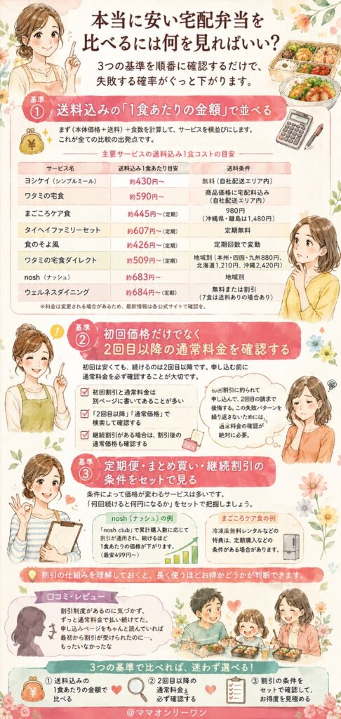 本当に安い宅配弁当を比べるには何を見ればいい？