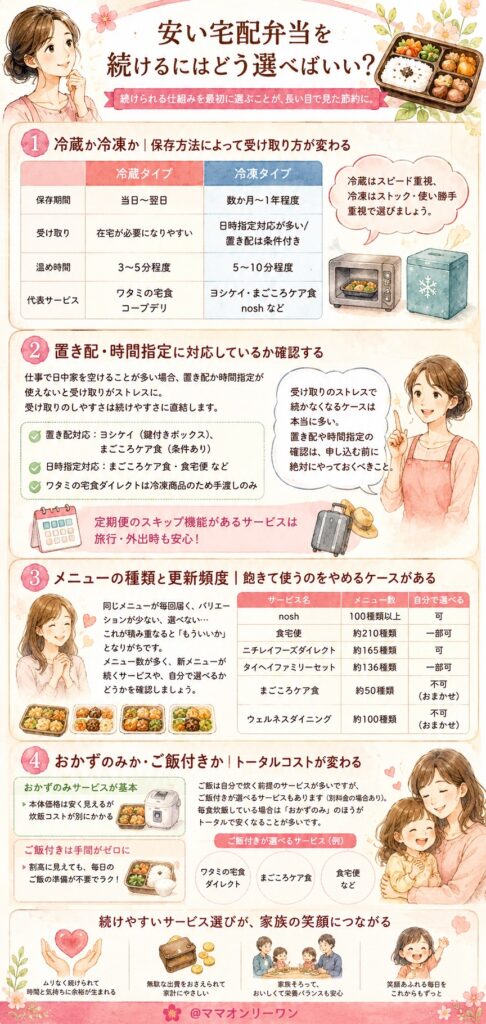 安い宅配弁当を続けるにはどう選べばいい？