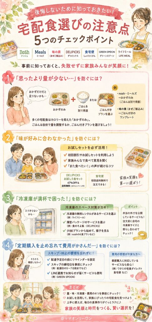 宅配食を選んだあとに後悔しないために何に注意すべき？