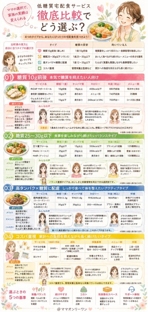 低糖質宅配食サービス、徹底比較でどう選ぶ？
