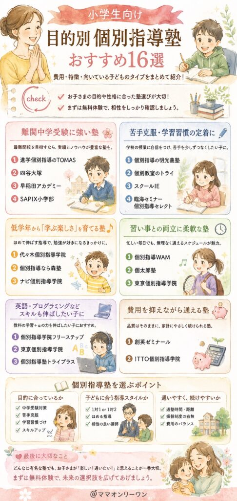 【目的別】小学生向け個別指導塾おすすめ16選