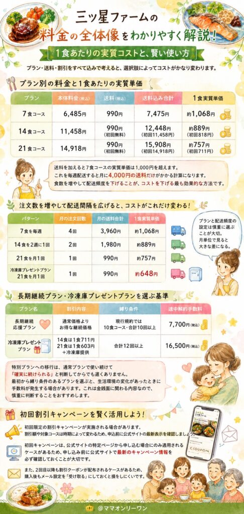 三ツ星ファーム 料金の全体像｜1食あたりの実質コストと、賢い使い方