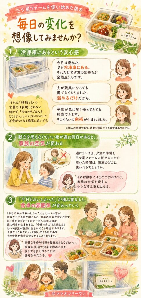 三ツ星ファームを使い始めた後の、毎日の変化を想像してほしい