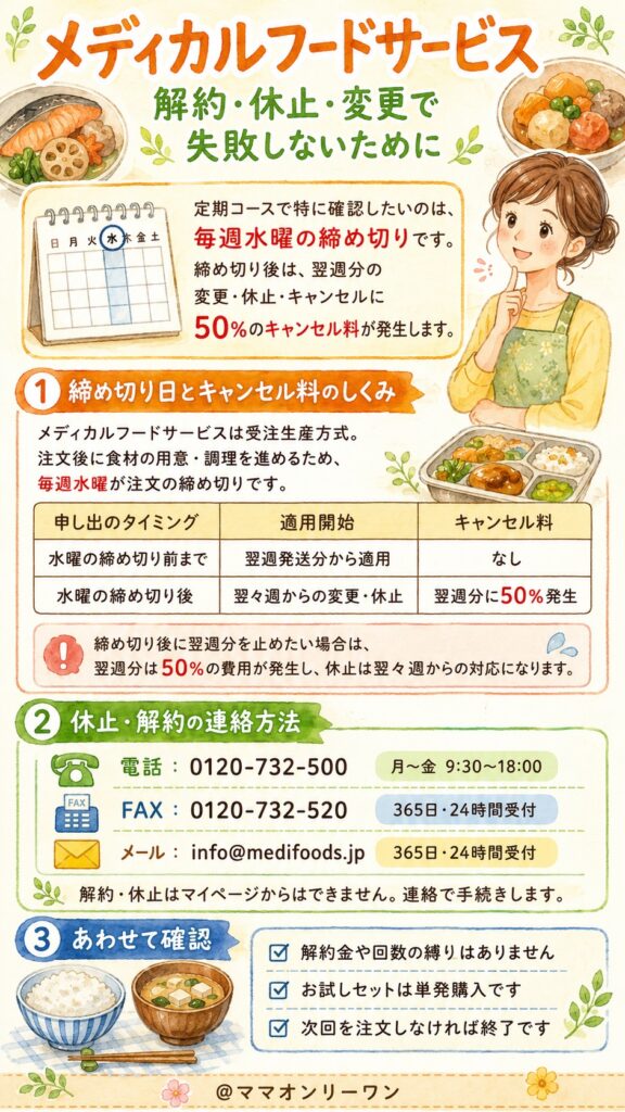 メディカルフードサービス 解約・休止・変更で失敗しないために