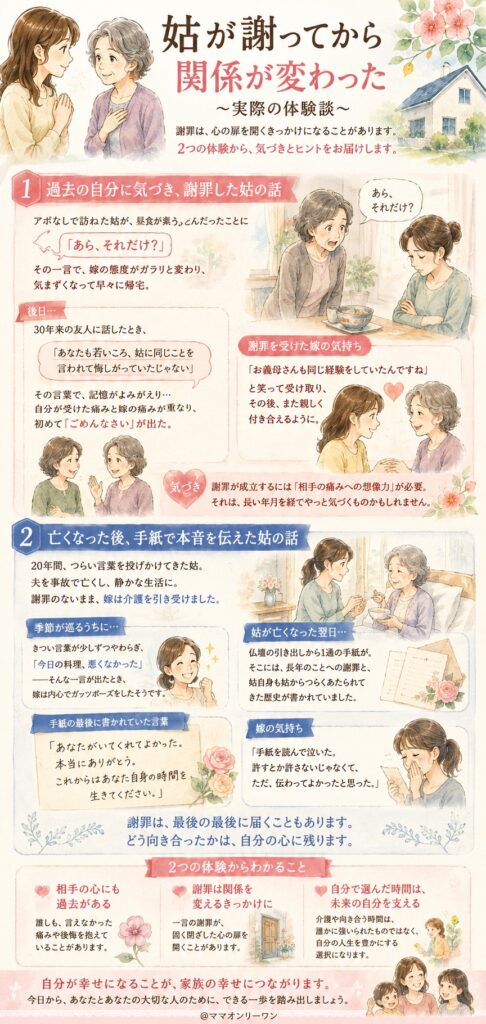 姑が謝ってから関係が変わった、実際の体験談
