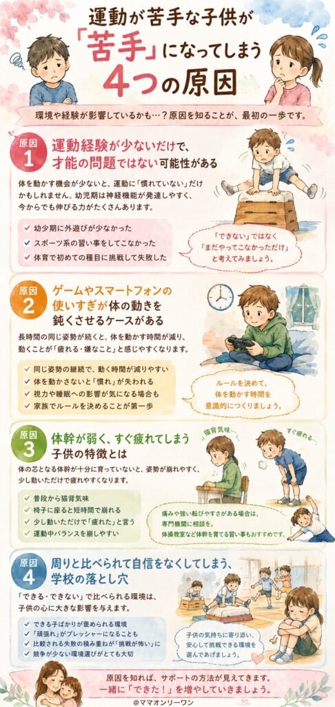 運動が苦手な子供が「苦手」になってしまう4つの原因