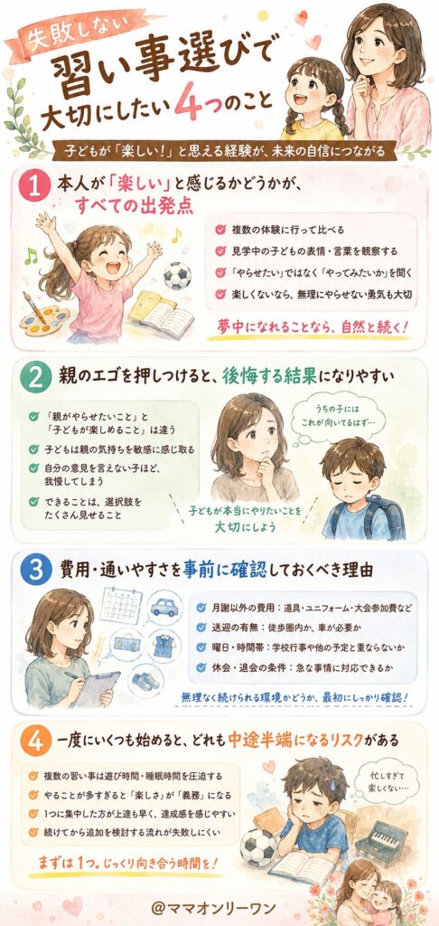 失敗しない習い事選びで大切にしたい4つのこと